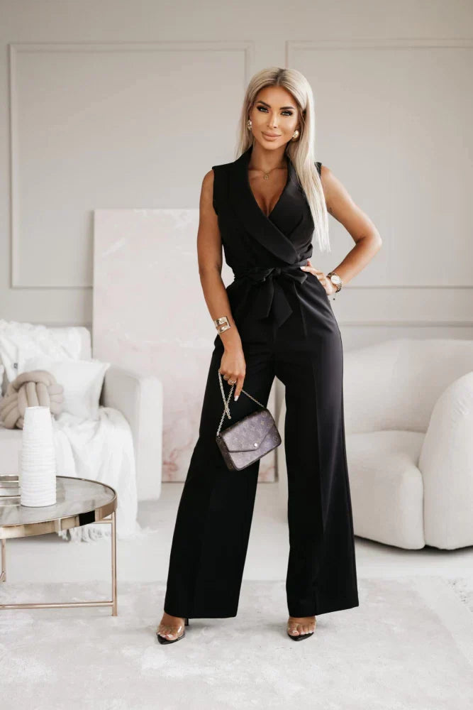 Aria | Women’s Elegant Wide-Leg Jumpsuit with Long Sleeves and Tailored Fit