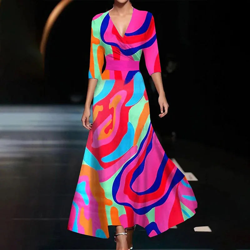 Cassandra | Women’s Elegant Floral Maxi Dress with A-Line Fit