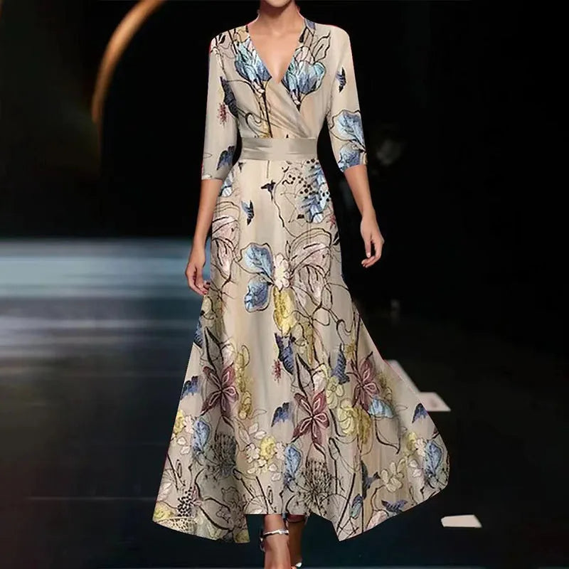 Cassandra | Women’s Elegant Floral Maxi Dress with A-Line Fit