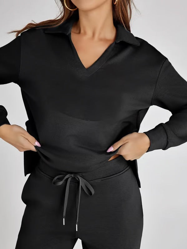 Orla | Women’s Two-Piece V-Neck Sweatshirt & Wide-Leg Trousers Set