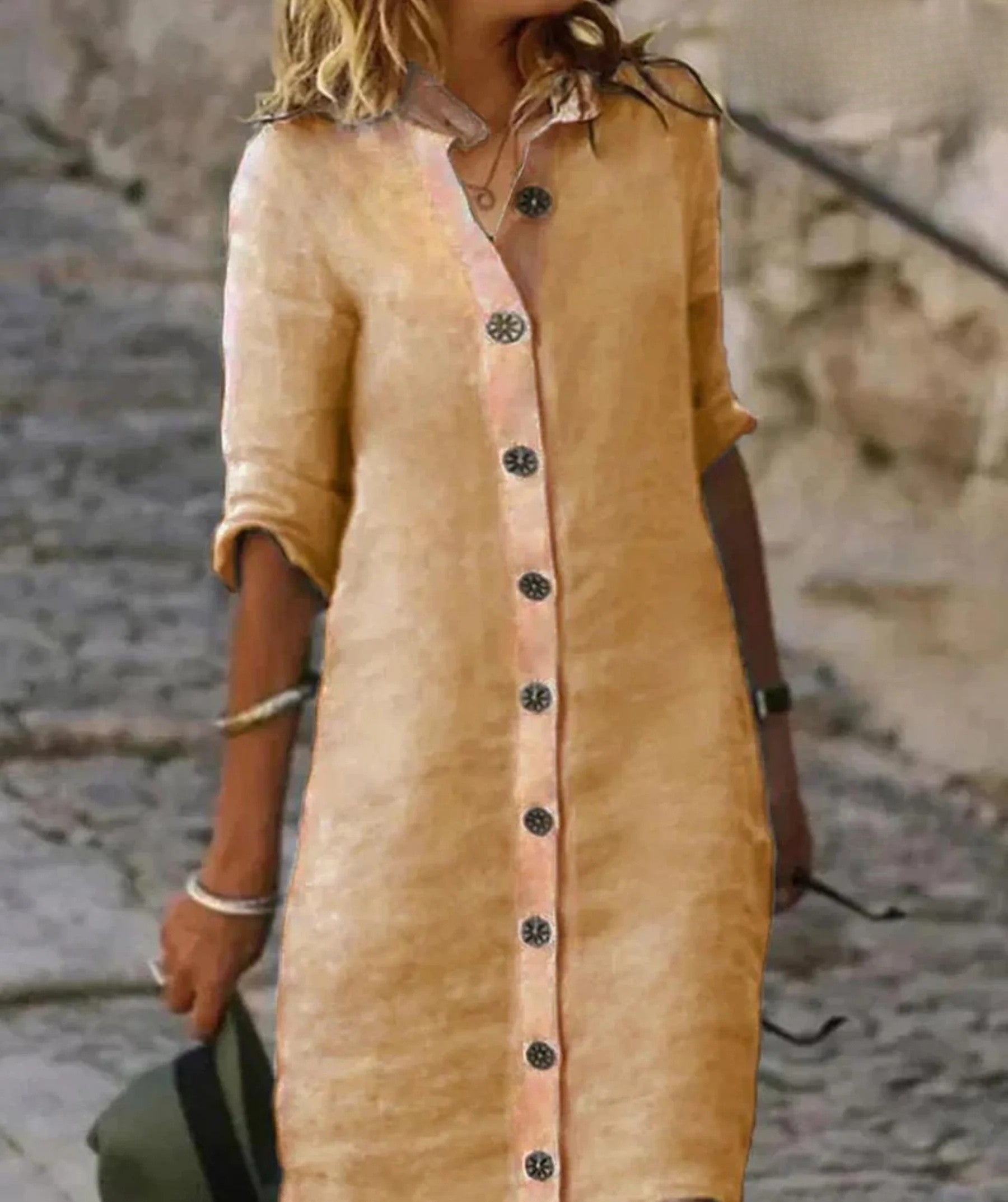 Elodie | Women’s Summer Button-Down Dress with Tailored Fit and Waist Tie Detail