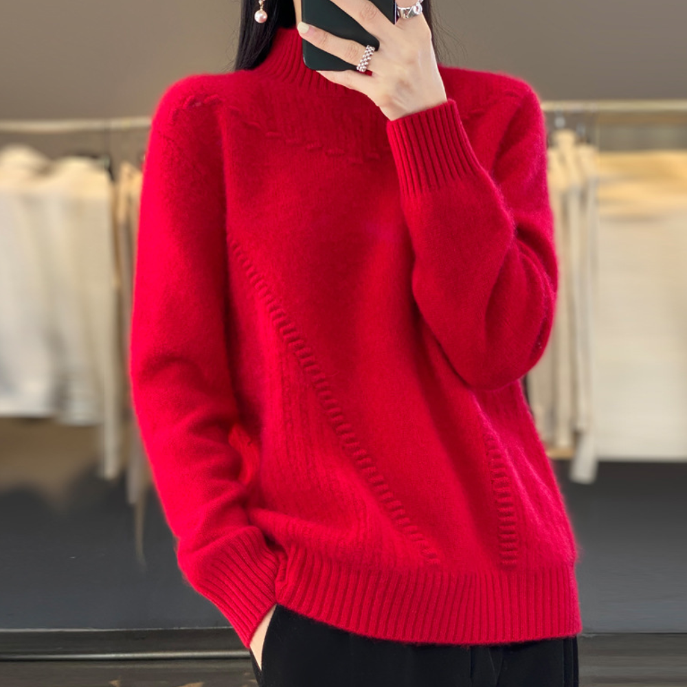 Rose | Soft Knit Sweater with Diagonal Stitch