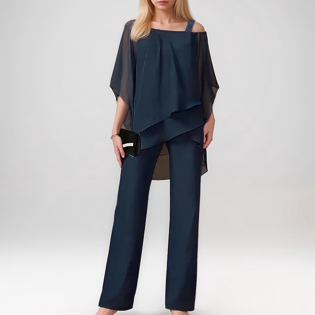 Penelope | Women’s Elegant Evening Set with Off-Shoulder Top and Wide-Leg Trousers