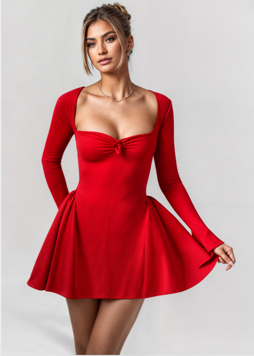 Clara | Pleated Bow Mini Dress