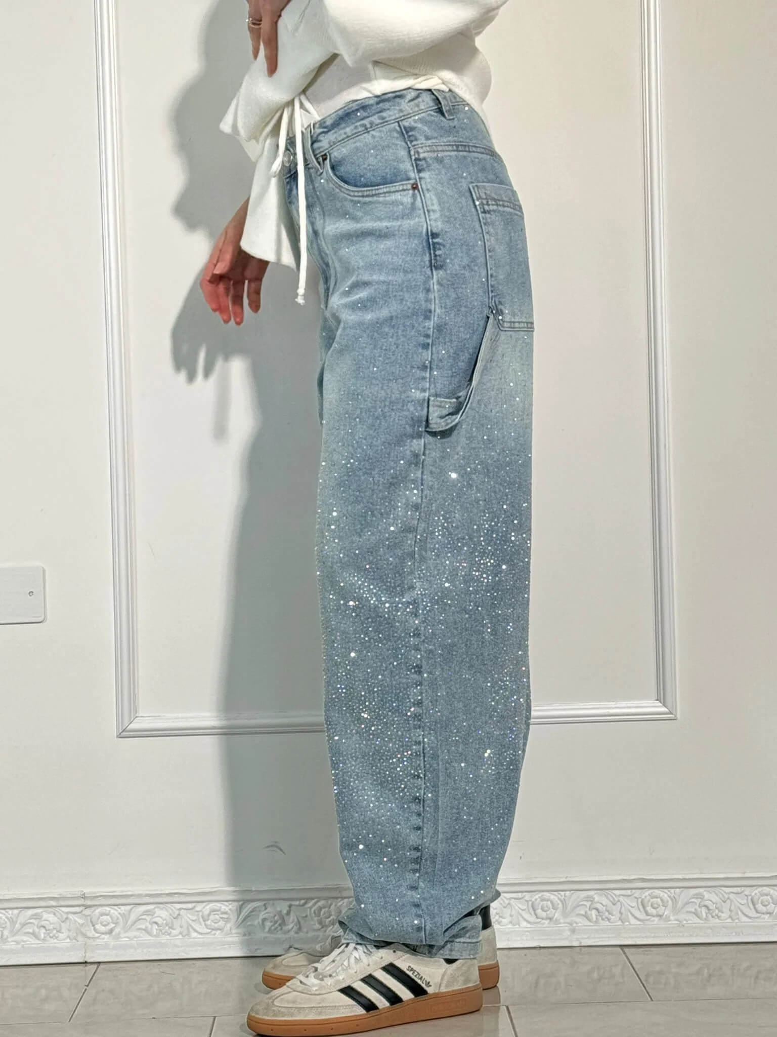 Sabbie | Diamond Jeans with Balloon Fit and Sparkling Details