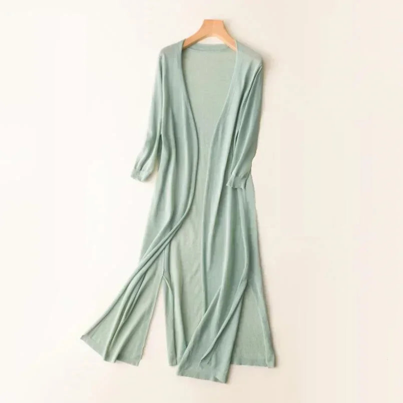 Isabella | Women’s Lightweight Long Cardigan with V-Neck and Relaxed Fit