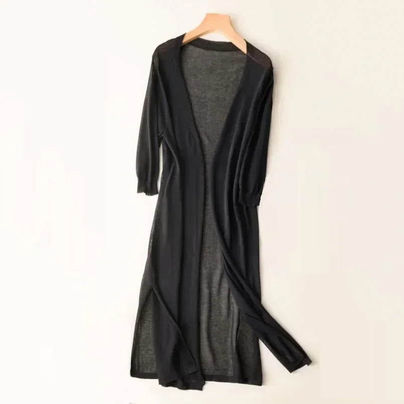 Isabella | Women’s Lightweight Long Cardigan with V-Neck and Relaxed Fit
