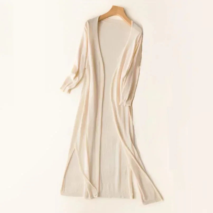 Isabella | Women’s Lightweight Long Cardigan with V-Neck and Relaxed Fit