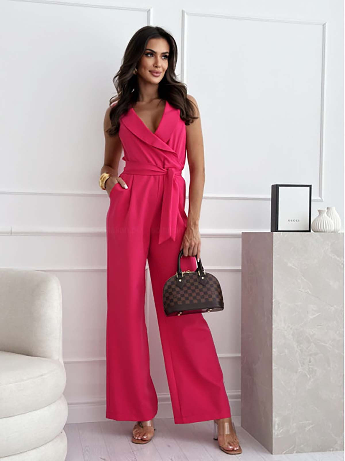 Aria | Women’s Elegant Wide-Leg Jumpsuit with Long Sleeves and Tailored Fit