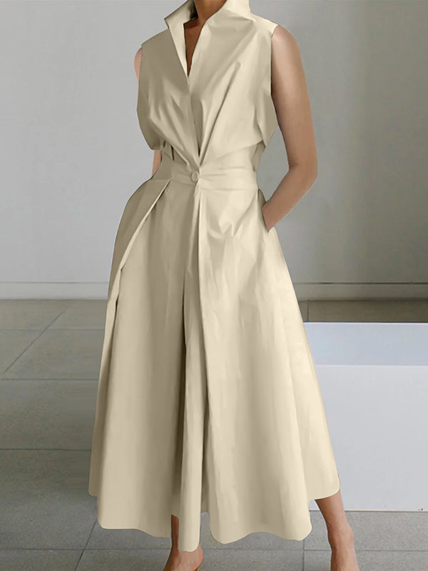 Lyla | Women’s Tailored Shirt-Collar Midi Dress with Timeless Elegance
