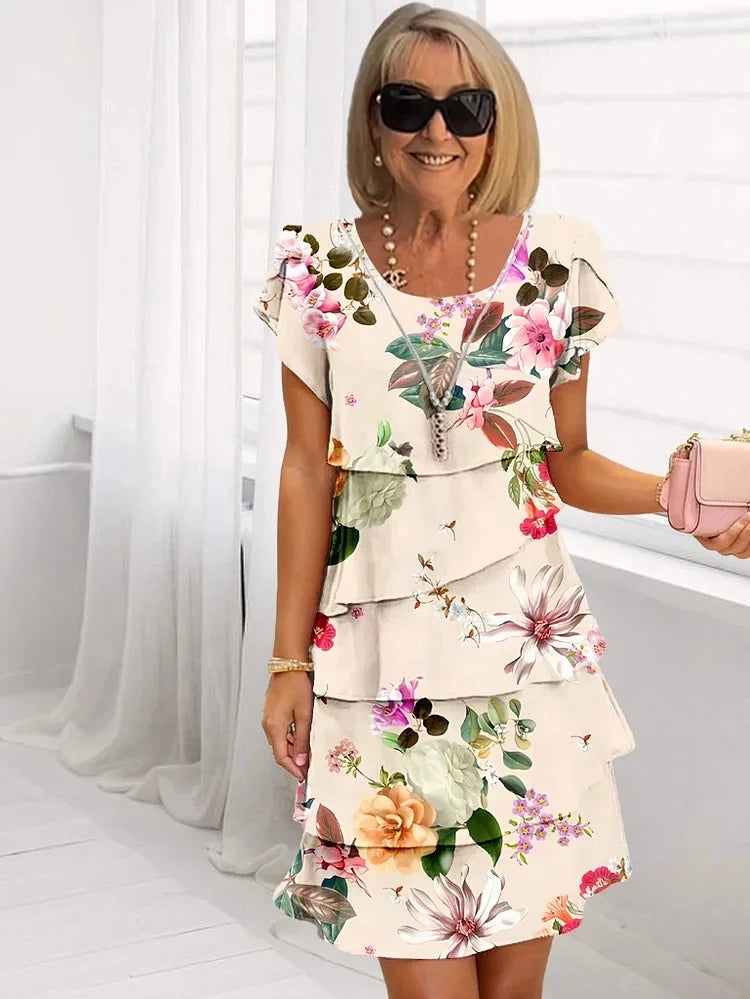 Dorothy | Women’s Ruffled Floral Midi Dress for Effortless Elegance