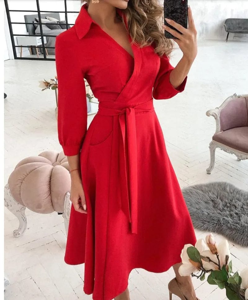 Alexa | Women’s Elegant Wrap Midi Dress with Flattering Silhouette