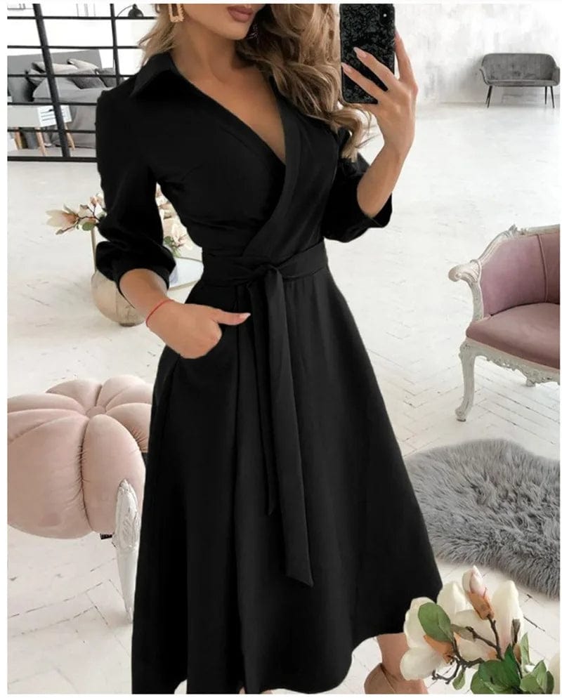 Alexa | Women’s Elegant Wrap Midi Dress with Flattering Silhouette