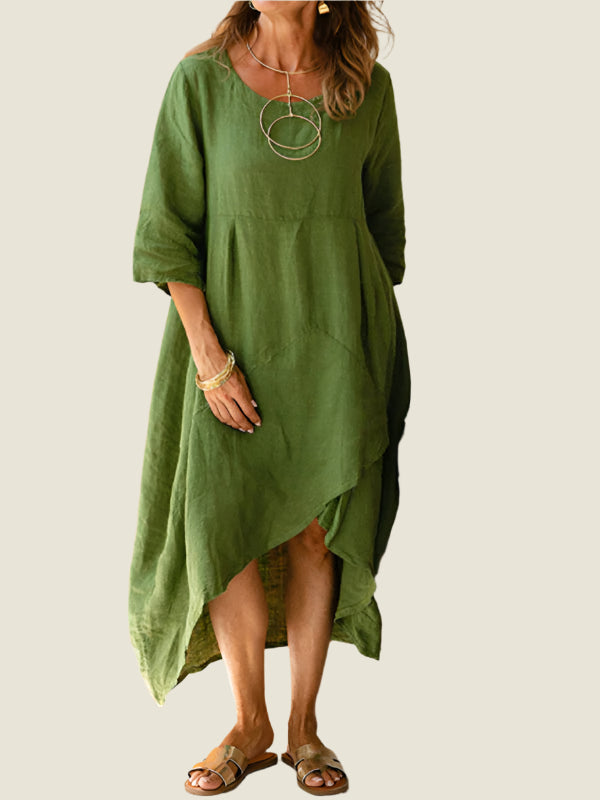 Erica | Asymmetrical Hem Midi Dress