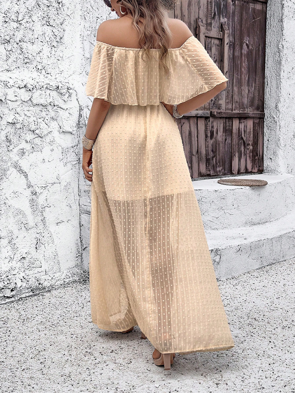Kiara | Off-Shoulder Maxi Dress with Polka Dot Print and Slit