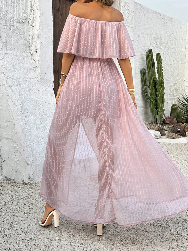 Kiara | Off-Shoulder Maxi Dress with Polka Dot Print and Slit