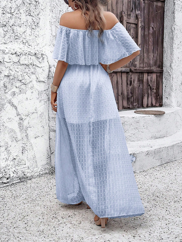 Kiara | Off-Shoulder Maxi Dress with Polka Dot Print and Slit