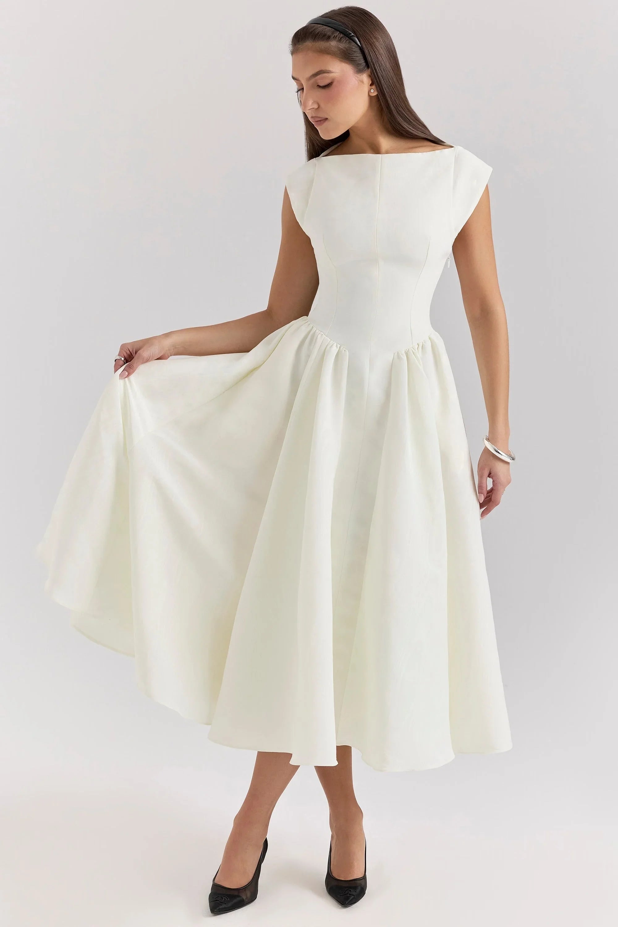 Natalie | Women’s Sculpted Bodice Midi Dress