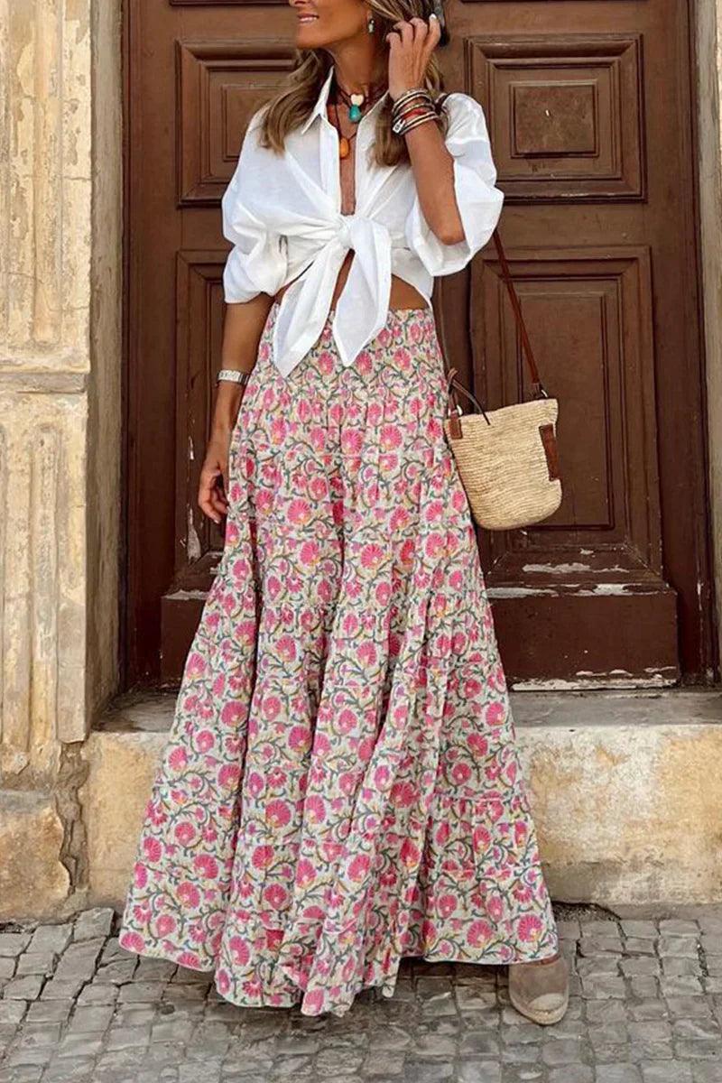 Nancy | Women’s Maxi Skirt with Flowy Full-Length Design and Elastic Waist