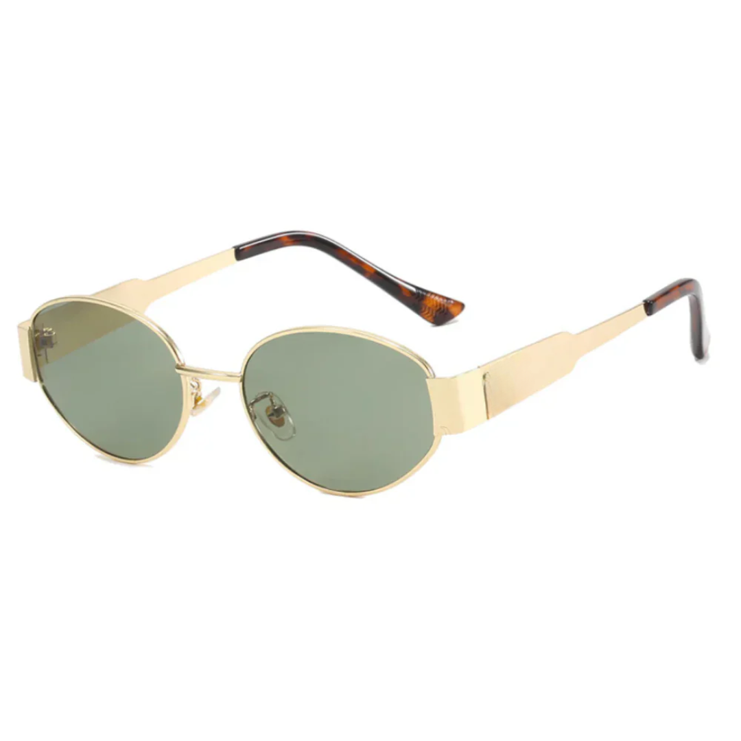 Evelyn | Oval Frame Sunglasses Gold & Black Metal & Polycarbonate Stylish and Protective