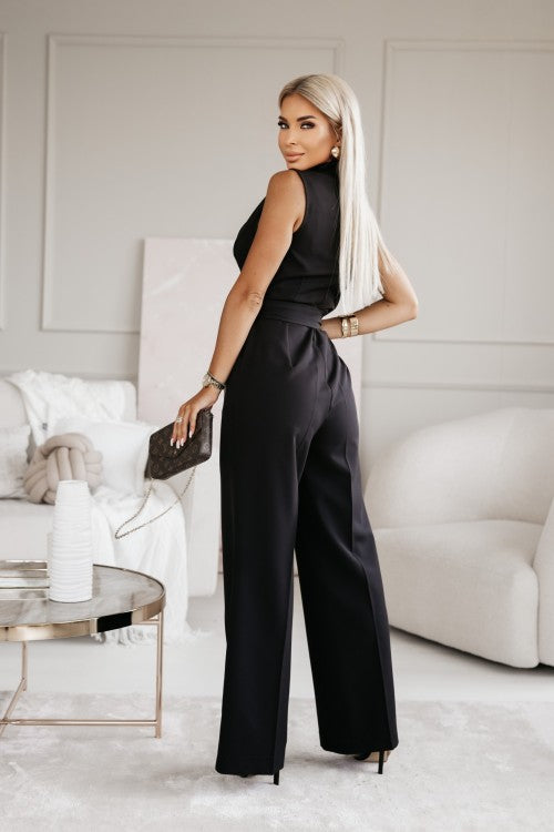 Aria | Women’s Elegant Wide-Leg Jumpsuit with Long Sleeves and Tailored Fit