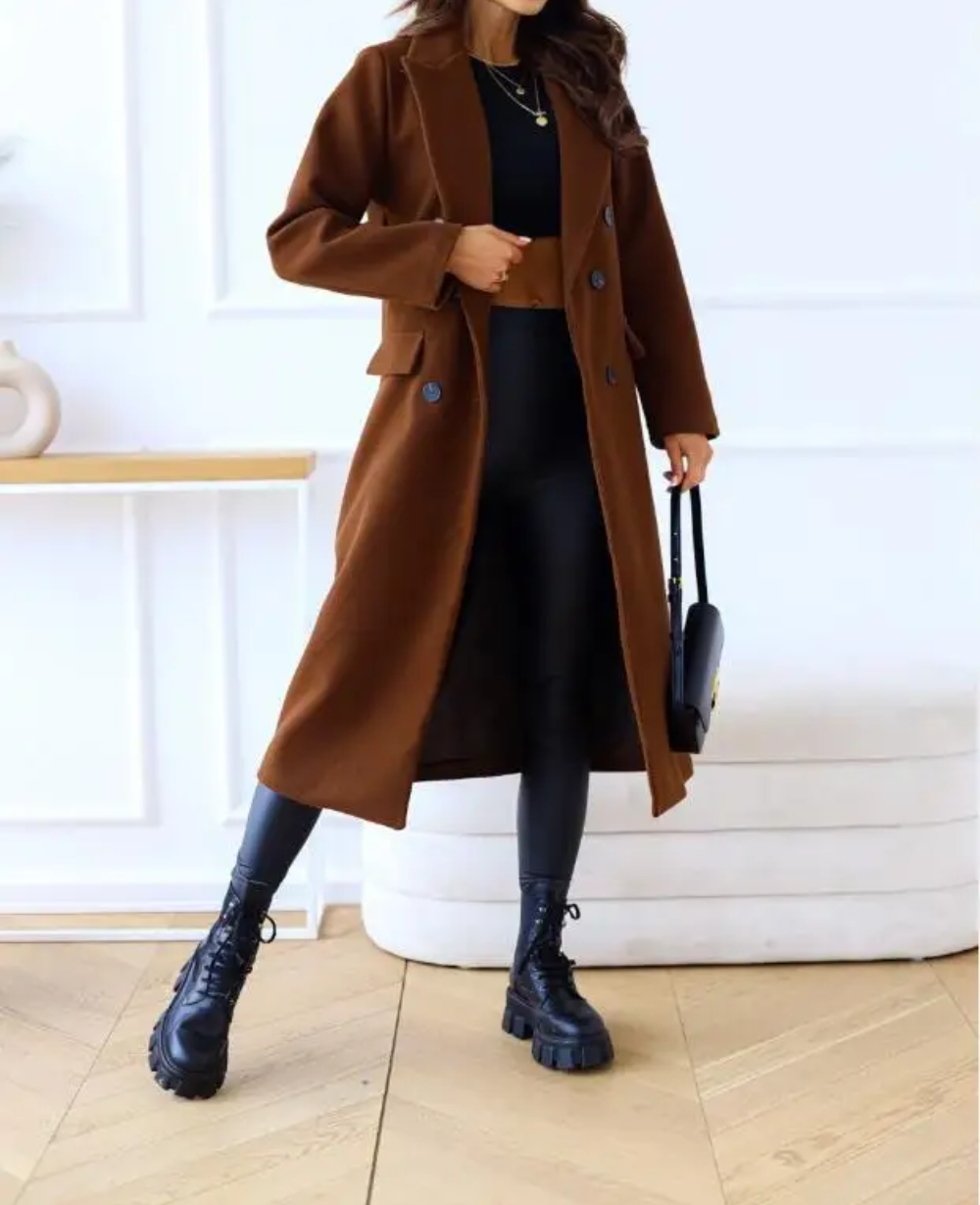 Maddison | Women’s Elegant Fitted Long Trench Coat