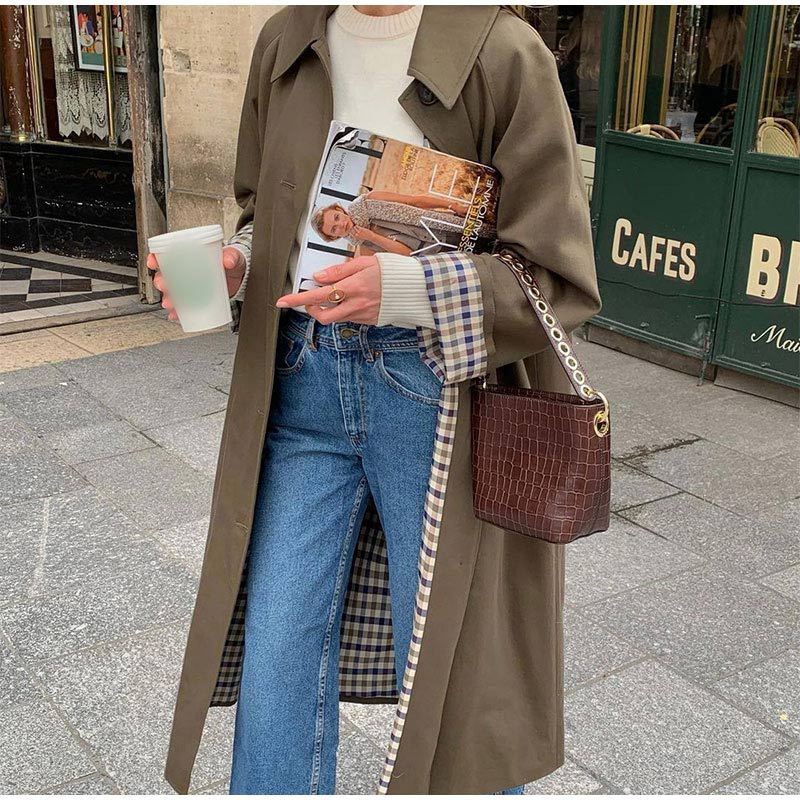 Clara | Women’s Elegant Long Trench Coat with Grid Lining