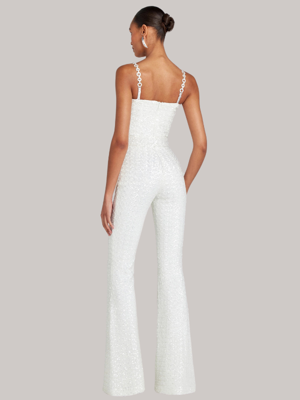 Camila | Women’s Strapless Glitter Jumpsuit with Waist Belt