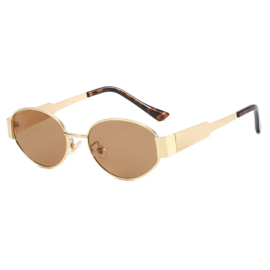 Evelyn | Oval Frame Sunglasses Gold & Black Metal & Polycarbonate Stylish and Protective