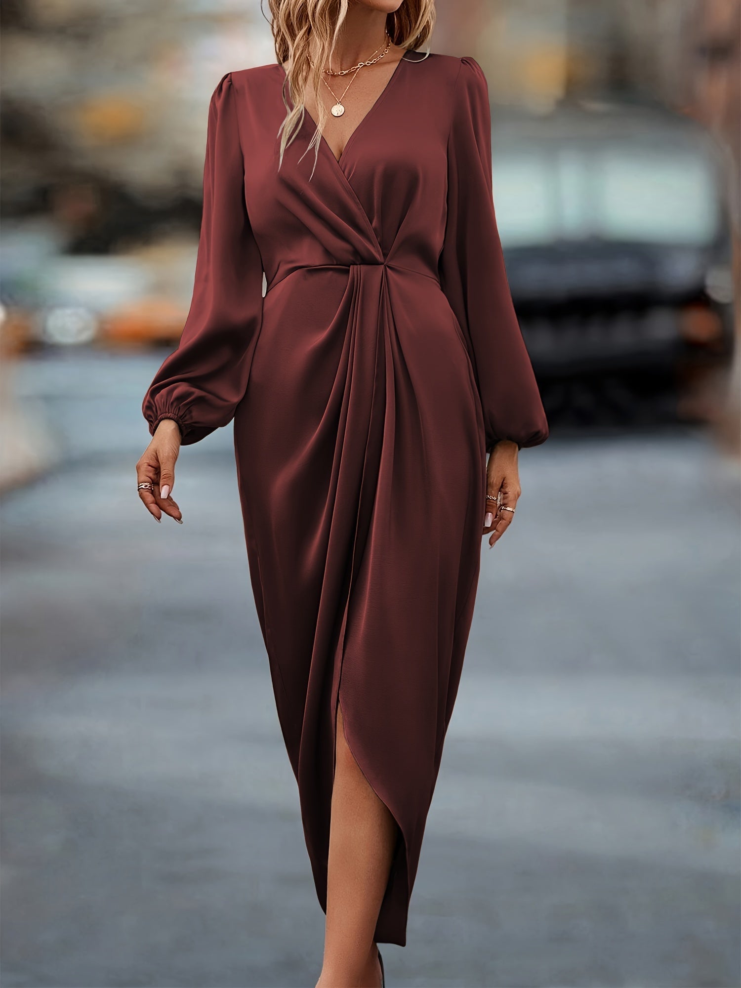 Jessica | Women’s Cotton Wrap Dress with Cinched Waist and Surplice Neckline