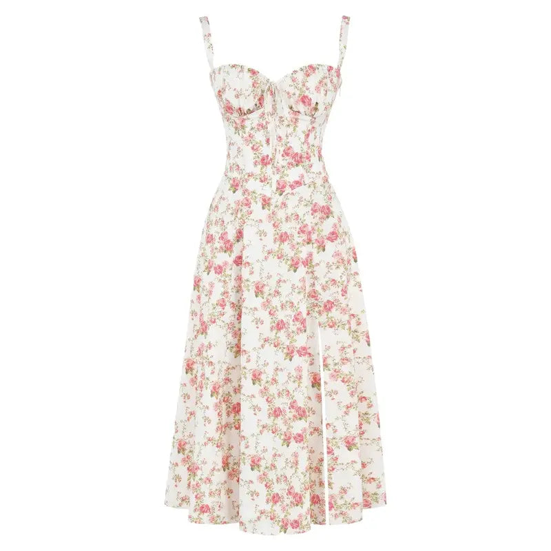 Demitri | Women’s Waist‑Sculpting Bustier Lace‑Up Midi Dress
