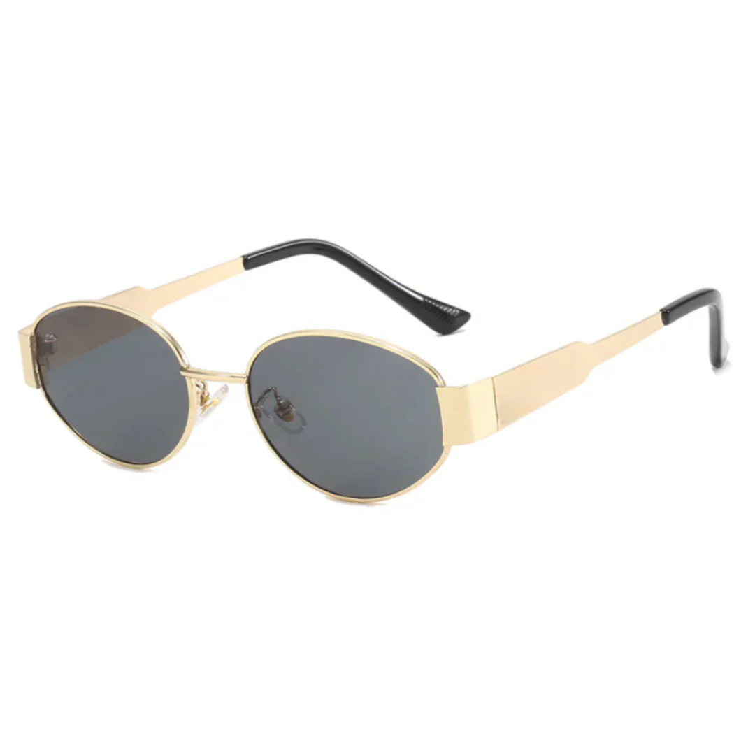 Evelyn | Oval Frame Sunglasses Gold & Black Metal & Polycarbonate Stylish and Protective