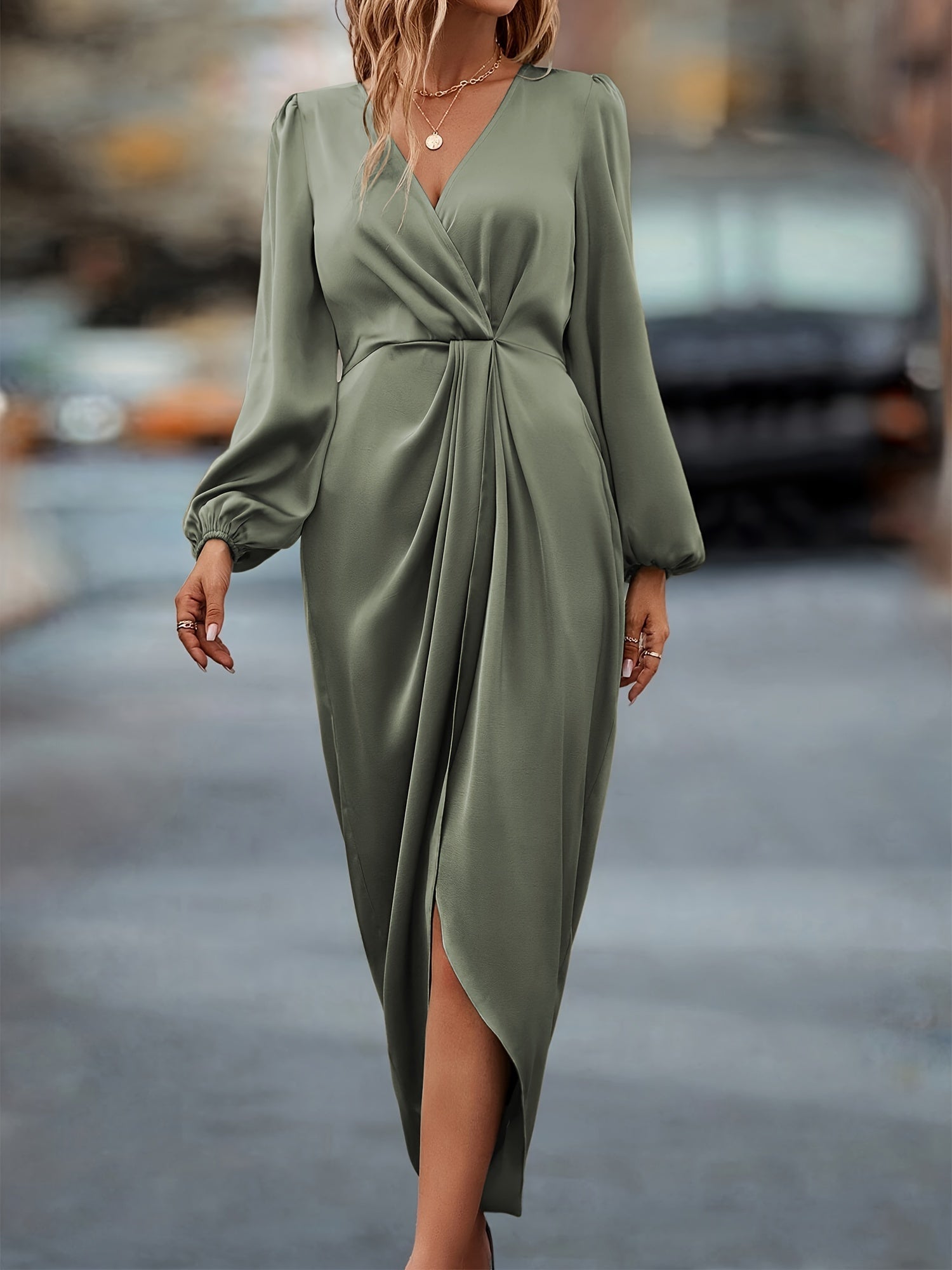 Jessica | Women’s Cotton Wrap Dress with Cinched Waist and Surplice Neckline
