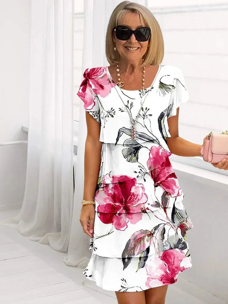Dorothy | Women’s Ruffled Floral Midi Dress for Effortless Elegance