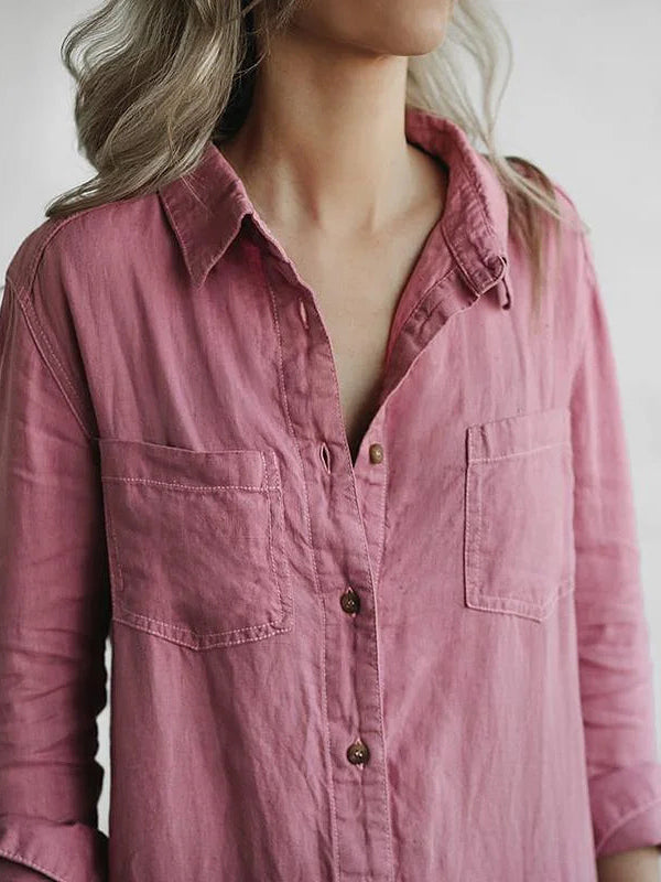 Sofia | Women’s Relaxed Fit Button-Down Jumpsuit with Roll-Tab Sleeves and Straight Leg