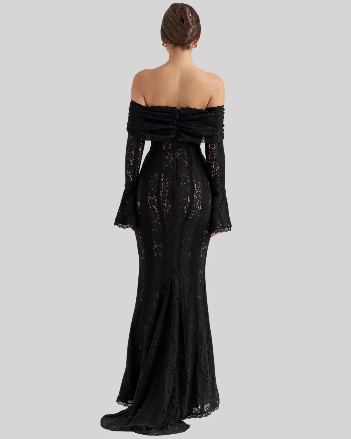 Naomi | Women’s Bell-Sleeve Ivory Lace Off-Shoulder Maxi Dress