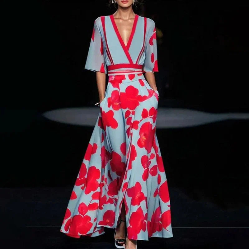 Cassandra | Women’s Elegant Floral Maxi Dress with A-Line Fit