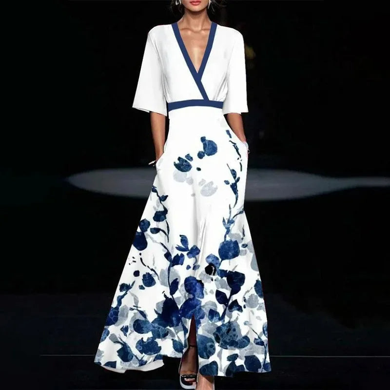 Cassandra | Women’s Elegant Floral Maxi Dress with A-Line Fit