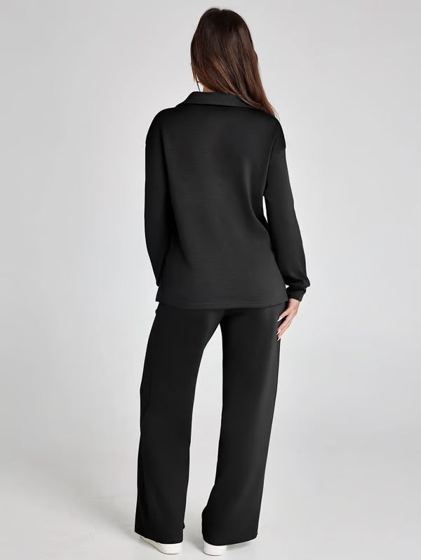 Orla | Women’s Two-Piece V-Neck Sweatshirt & Wide-Leg Trousers Set