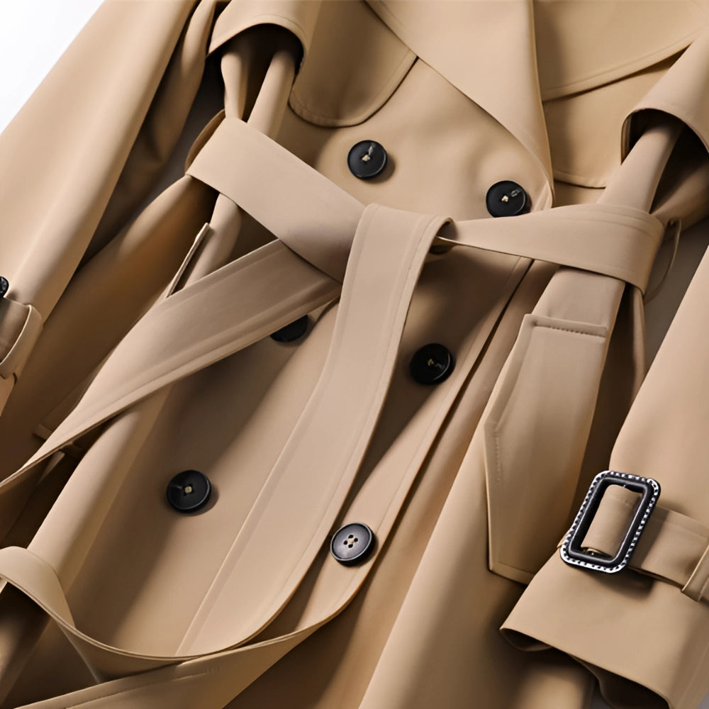 Heidi | Women’s Classic Double-Breasted Trench Coat with Adjustable Belt