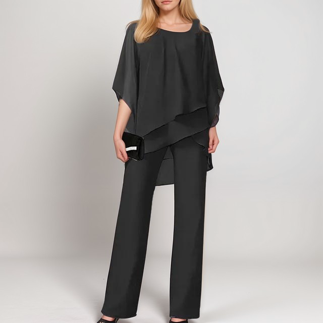 Penelope | Women’s Elegant Evening Set with Off-Shoulder Top and Wide-Leg Trousers