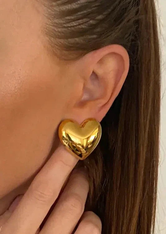 Mia | Earrings Gold and Silver Heart-Shaped Handcrafted Hypoallergenic
