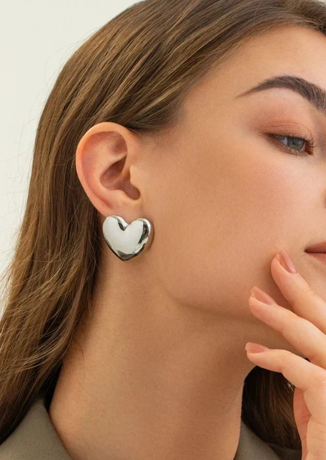 Mia | Earrings Gold and Silver Heart-Shaped Handcrafted Hypoallergenic