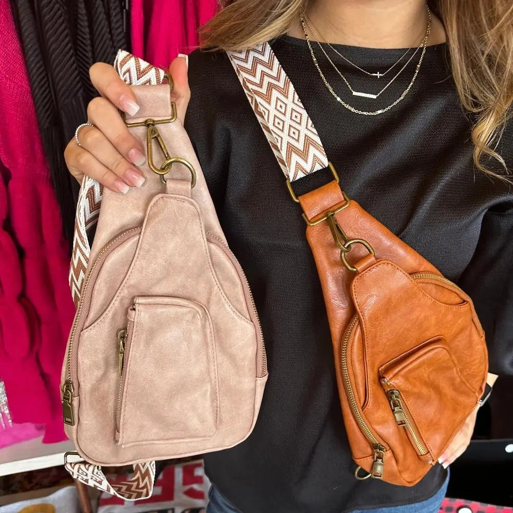 Maribel | Vintage Crossbody Sling Bag with Geometric Strap