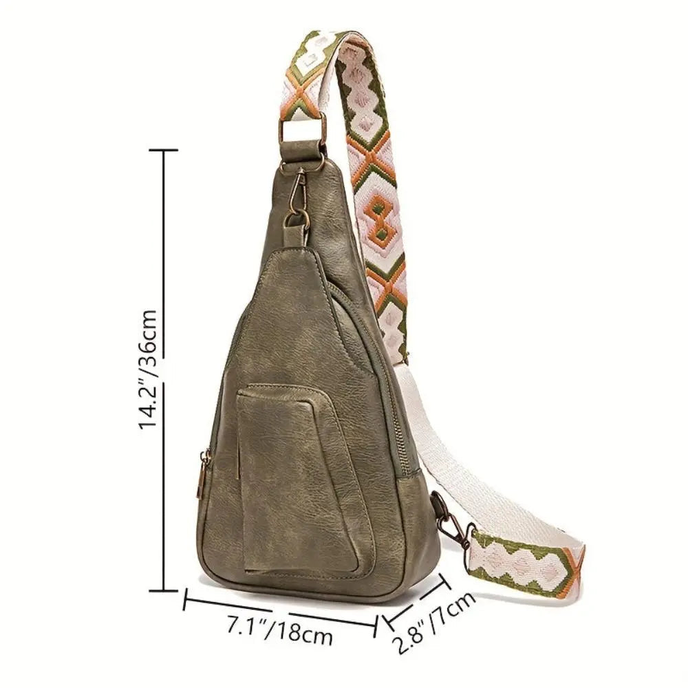 Maribel | Vintage Crossbody Sling Bag with Geometric Strap