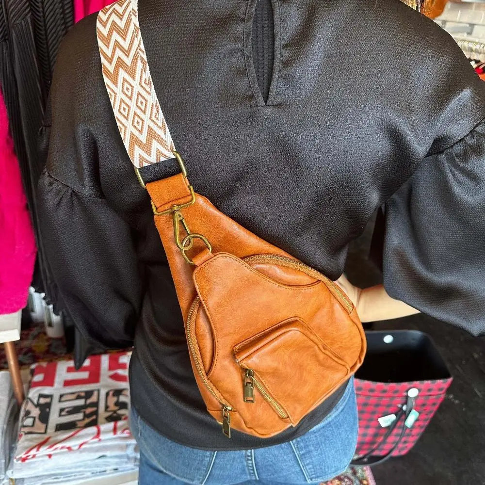 Maribel | Vintage Crossbody Sling Bag with Geometric Strap