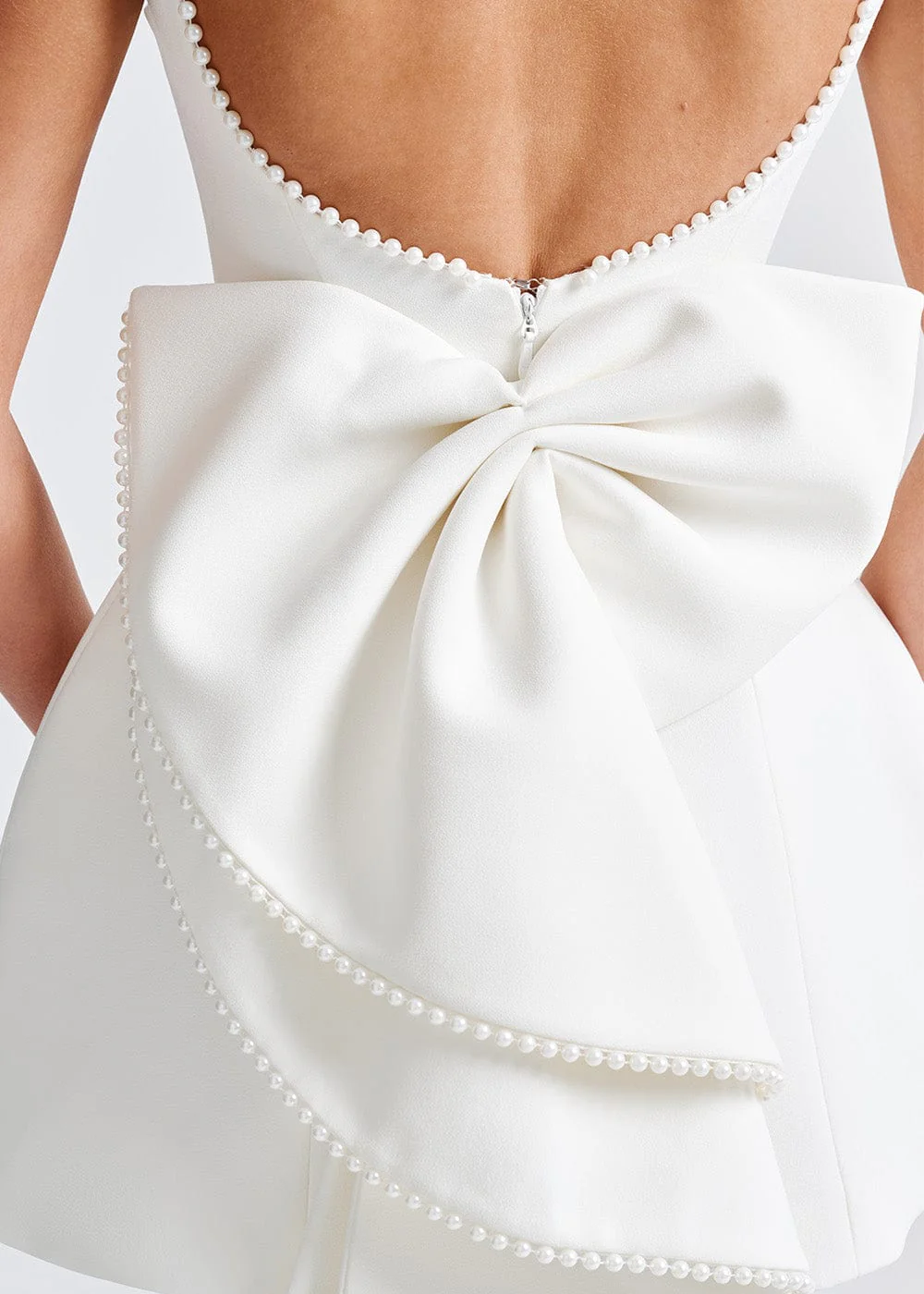 Penelope | Women’s Pearl Embellished Mini Dress with Contoured Silhouette