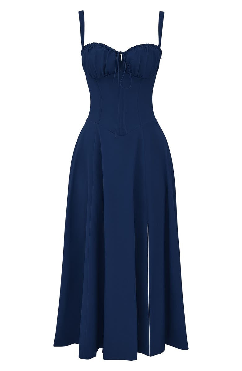 Demitri | Women’s Waist‑Sculpting Bustier Lace‑Up Midi Dress