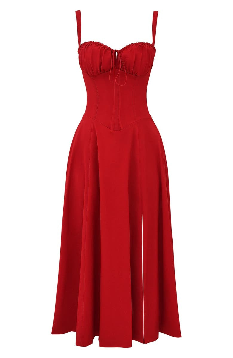Demitri | Women’s Waist‑Sculpting Bustier Lace‑Up Midi Dress