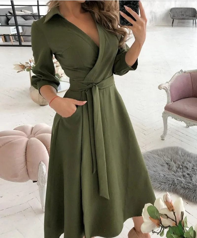 Alexa | Women’s Elegant Wrap Midi Dress with Flattering Silhouette